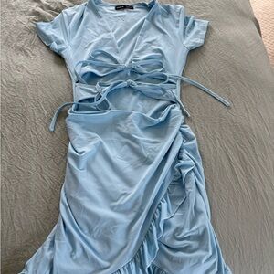 Elegant Blue Wrap Dress